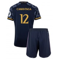 Camiseta Real Madrid Eduardo Camavinga #12 Segunda Equipación Replica 2023-24 para niños mangas cortas (+ Pantalones cortos)